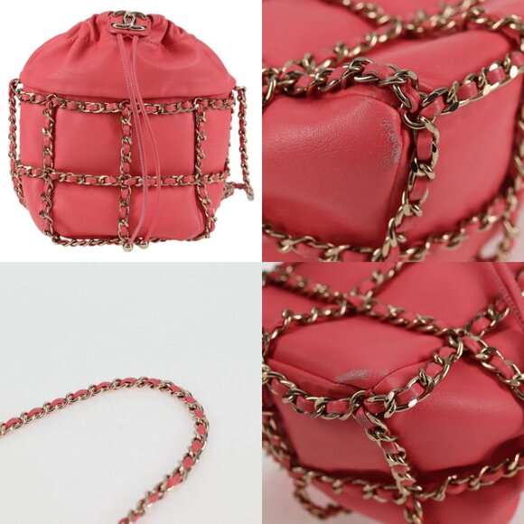 CHANEL Chain Shoulder Bag Lamb Skin Pink Gold CC Auth 126608M - Picture 14 of 15